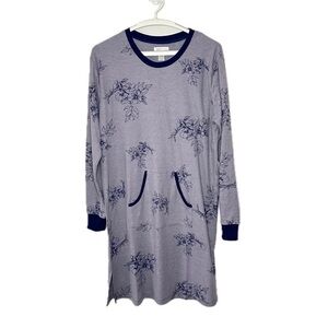Host Pick Comfort & Co Sleep Shirt Floral Purple Ribbed Collar Long Sleeve M